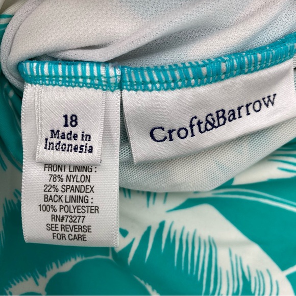 Croft & Barrow Plus Size One Piece Turquoise And White Skirted Swim Suit 18 - Picture 5 of 5